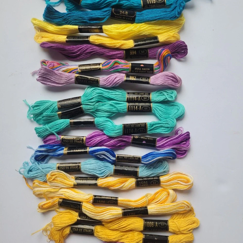 Vintage Embroidery Floss Lot JP Coats American Thread Co Star Six Strand